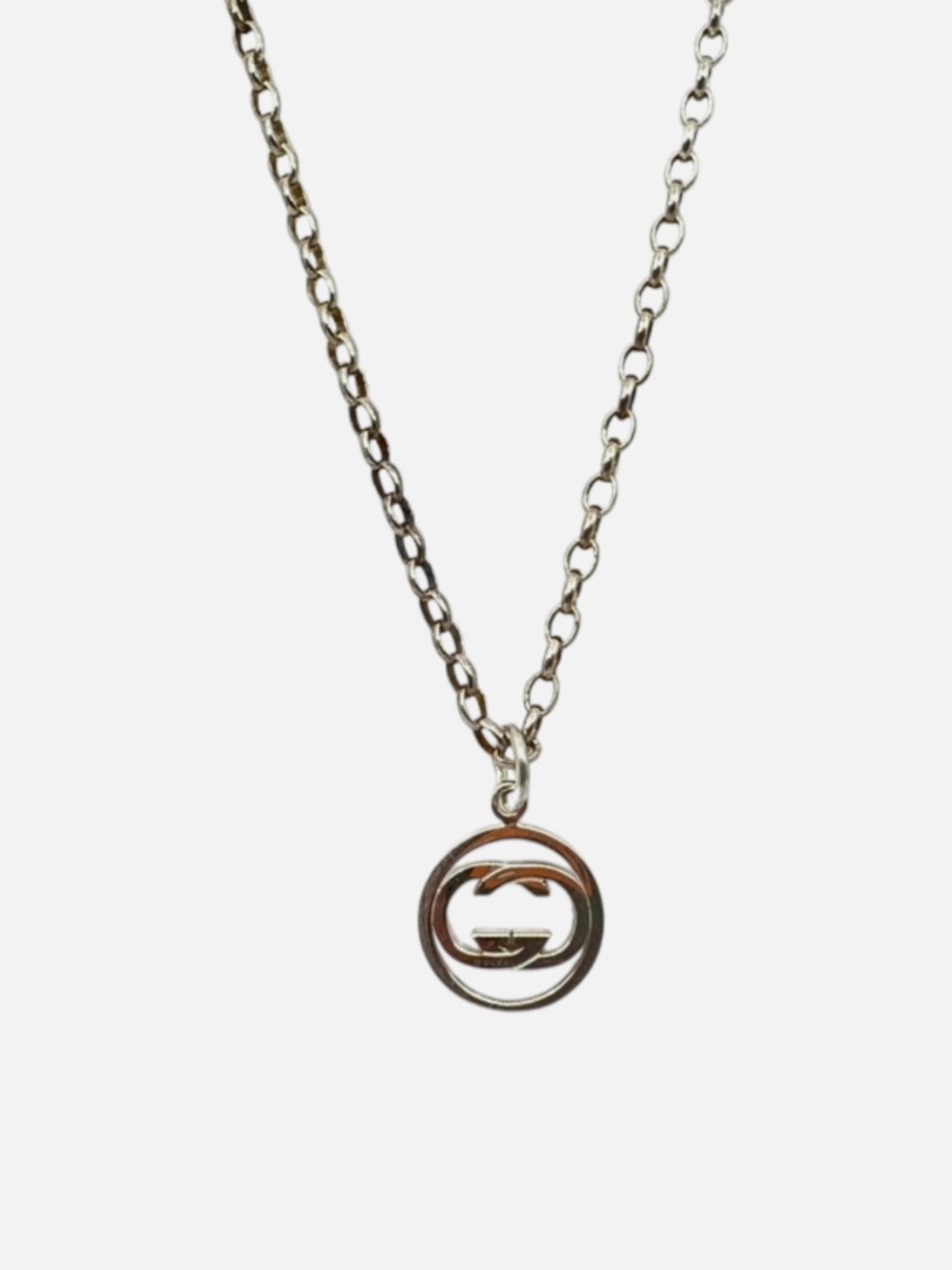Gucci Sterling Silver 925 Interlocking GG Necklace 22 inches 9.6 dwt - Picture 1 of 10